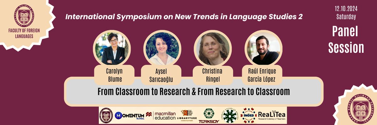 🌟 ReaLiTea Panel Alert! 🌟
Join us at the International Symposium on New Trends in Language Studies 2 to be held at ASBU, on October 12, 2024, for a panel session hosted by the @ReaLiTea team members! 🗓️

We’ll share an online link soon! 

#TeacherResearchLiteracy