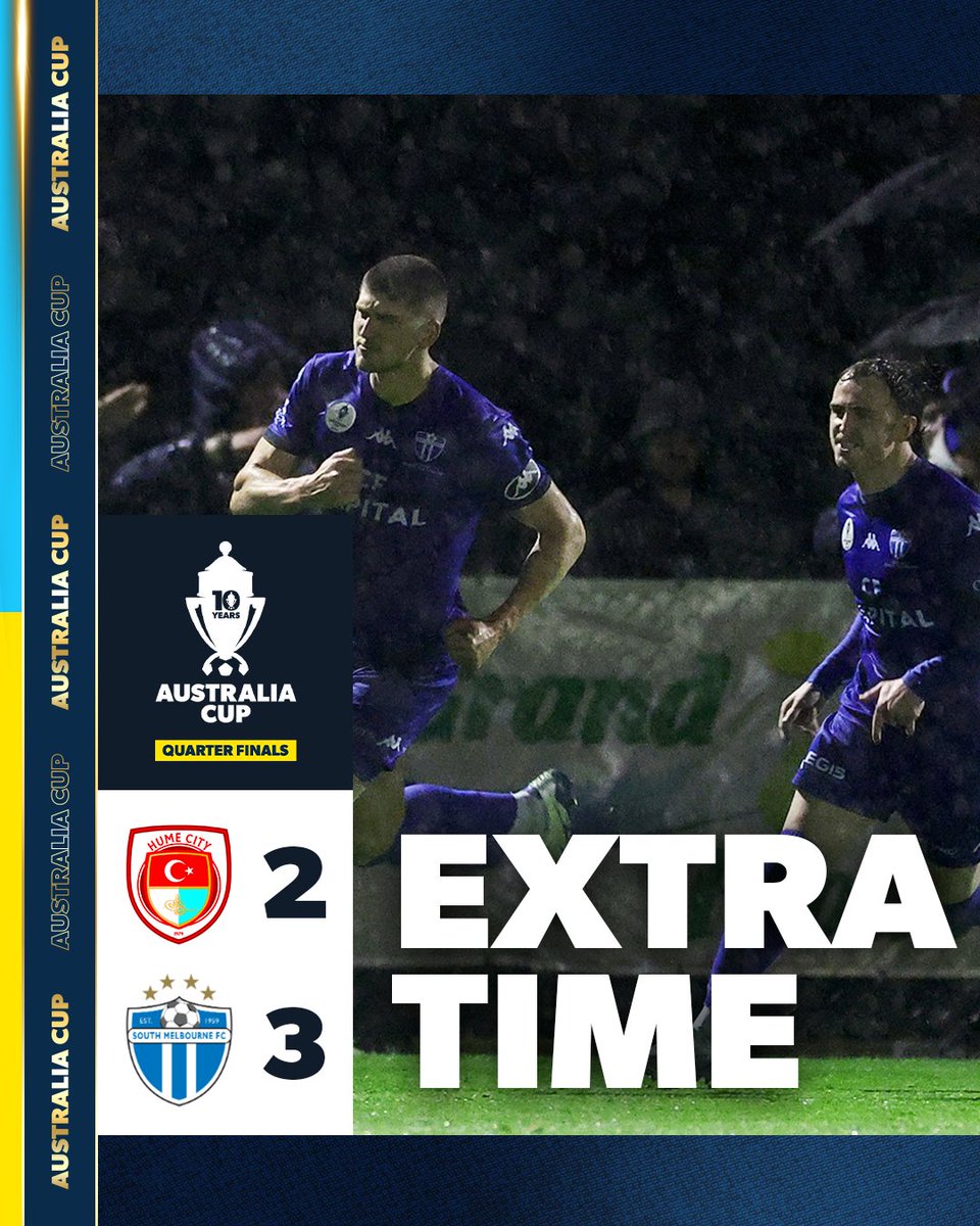 AustraliaCup's tweet photo. FULL TIME | After 120 minutes of football, @smfc are going back to #AustraliaCup Semi Finals for the first time since 2017 ➡️

Jordon Lampard's goal in extra time was the difference in a game that had it all 🍿

#MagicOfTheCup #HCYvSMB