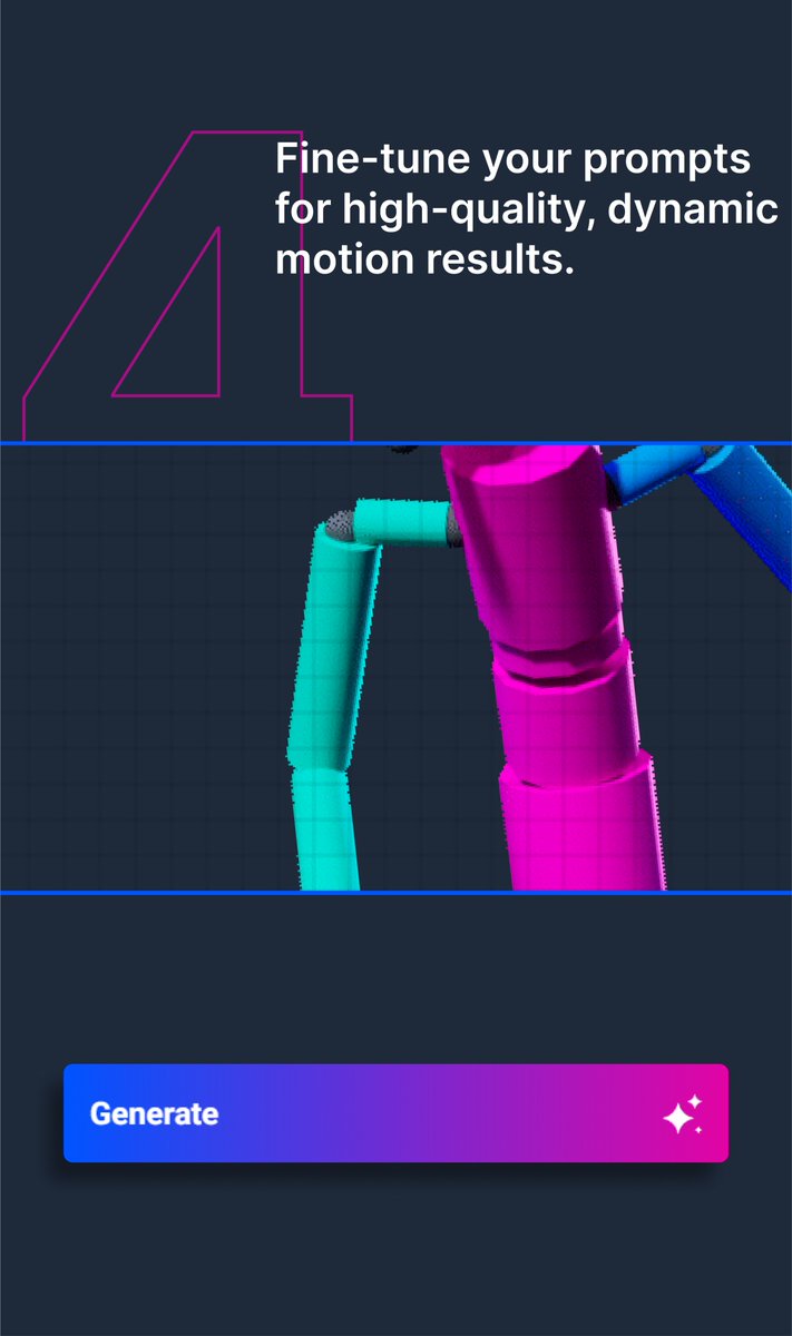 GenmotionAI's tweet photo. ⚡ Here's how you can generate Text to Motion animations with https://t.co/YDhzAUzbhl!

🤫 Click the panels for more...

🔗 Join the waitlist: https://t.co/nThmM2Q8Qi

#AI #GenMotionAI #3DAnimation #GameDevelopment https://t.co/CMsLD5kAYK