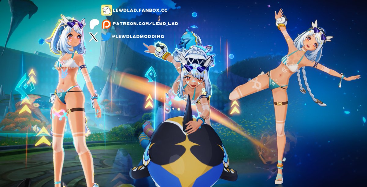 LewdLadModding's tweet image. Whipped up a bikini based off a Miku figure from Kiki Studios, what do you think?
#GenshinImpact #Genshin #GenshinNatlan #Mualani