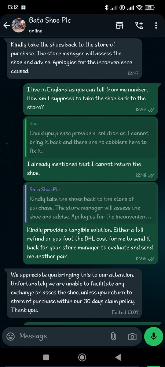 WanjiruAnna's tweet photo. @Batakenya I have honourably reached out to your team regarding a shoe that was bought in your store, provided images and the receipt as requested. Now you need me to book a flight to Kenya to return a damaged shoe? make it make sense. https://t.co/n9fDGgMc9D