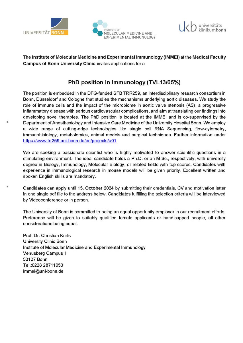 We are offering an interesting PhD position for dedicated scientists: