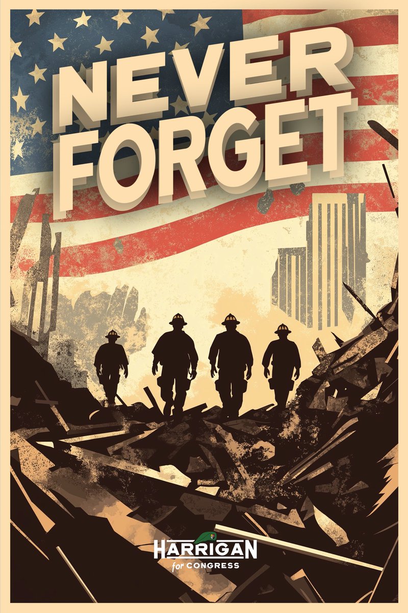 PatHarriganNC's tweet photo. Today, we remember the 2,977 innocent American lives lost on September 11th, 2001, including the brave first responders who ran toward danger to save others. Radical terrorists carried out this evil attack, but they failed to break America’s spirit. We will never forget, and we will never back down in the fight against those who seek to harm our country and our people. Our resolve is unshakable, and America will always stand strong against terror.