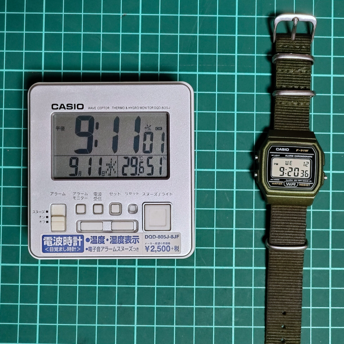 bohsiya's tweet photo. F-91WM-3AJHの動作テスト9(最終)
電波時計と定期的に比較（+9分35秒/33ヶ月、月差17.42秒） https://t.co/OhwgWXUqkP