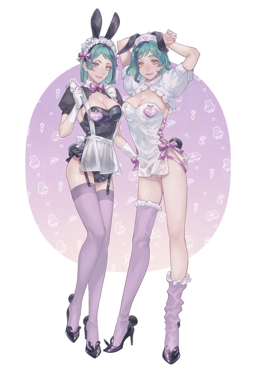 「女体化バニーメイド&amp;ナースリチズ 」|蜷川月貴のイラスト