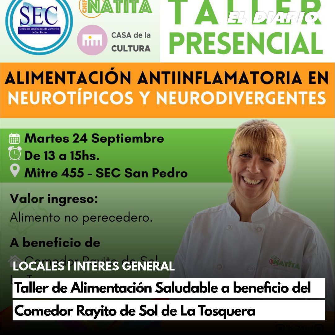 LOCALES | INTERES GENERAL | Taller de Alimentación Saludable a beneficio del Comedor Rayito de Sol de La Tosquera
wp.me/p6RhLt-yyL
