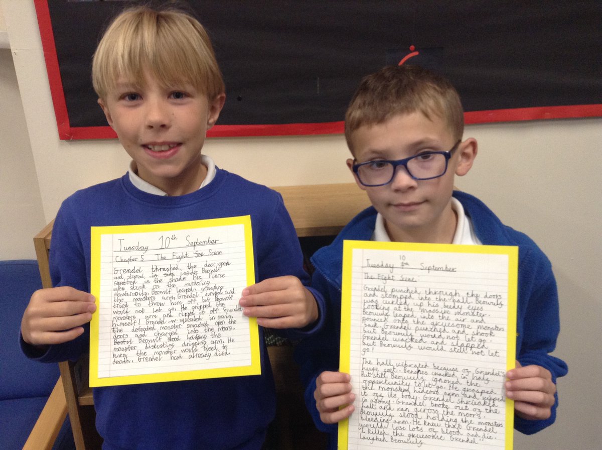 latimerprimary's tweet image. 4LV are absolutely loving the legend of Beowulf. We had a go at rewriting the gruesome fight scene between Grendel and Beowulf using ambitious words, pairs of verbs and direct speech and we absolutely smashed it! #LatimerEnglish #LatimerLOVESreading #Amazingwriting