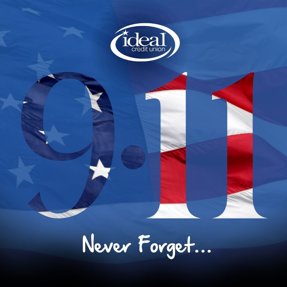 Today Ideal CU is honoring the memory of those we lost on September 11th, 2001. We remember and reflect on the resilience of our nation. 🕊️ 
#NeverForget #September11