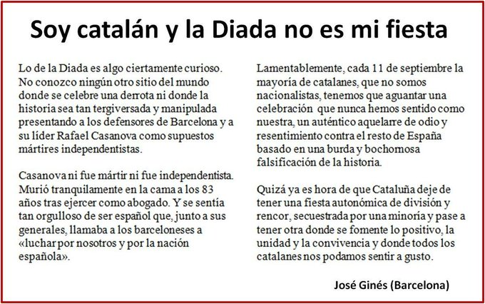 CCivicaCatalana's tweet photo. Gran carta al director de este barcelonés.

Dice en voz alta lo que muchos en Cataluña piensan en voz baja. https://t.co/XXib6X6eXo