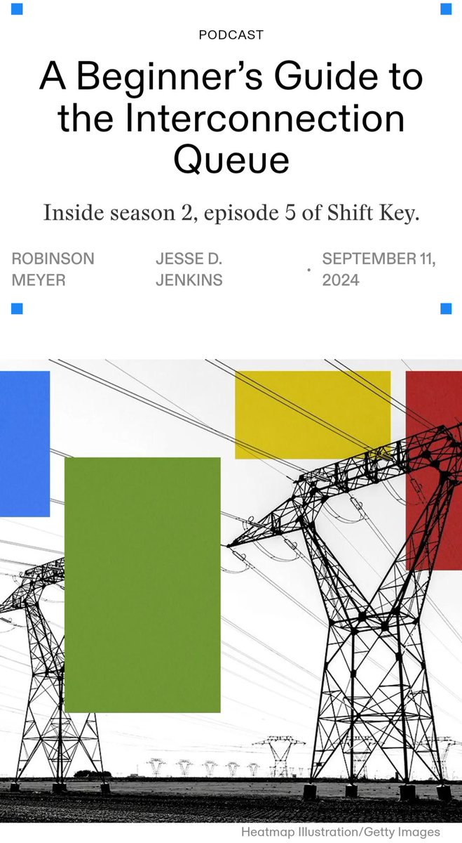 JesseJenkins's tweet photo. The transmission interconnection queue. It is probably the single biggest barrier to building 100s of gigawatts of clean electricity. What is it? Why is it so badly broken? How do we fix it? Find out on this week's Shift Key w/@tylerhnorris & @ClaireWayner wherever you get pods https://t.co/wFNFtnEKCH
