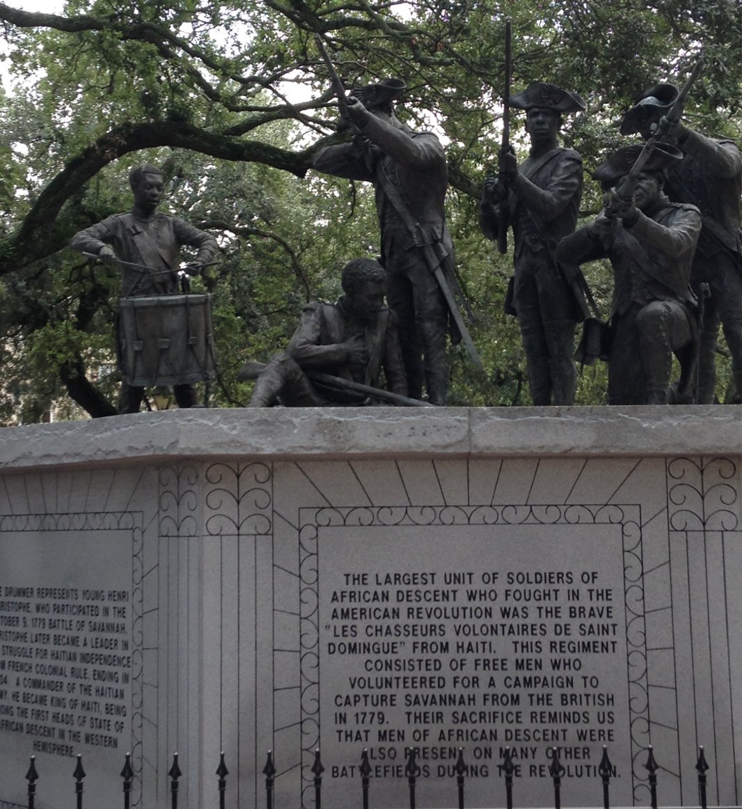 Haitian solders risked &amp; gave their lives fighting alongside the Patriots during the American Revolution in 1779. This monument in downtown Savannah honors their service. Several who served in the American war for independence would later fight in the war for Haitian independence