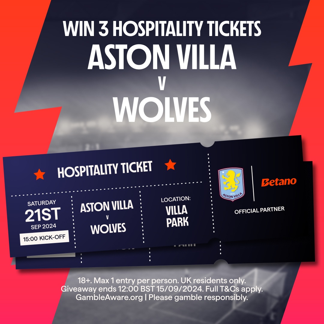 Betano_UK's tweet photo. 🎟️ Two lots of three 𝐇𝐎𝐒𝐏𝐈𝐓𝐀𝐋𝐈𝐓𝐘 𝐓𝐈𝐂𝐊𝐄𝐓𝐒 for Aston Villa v Wolves up for grabs!

To enter:
📲 Follow @Betano_UK
🔁 Share this post

Full T&amp;Cs apply.

#AVFC