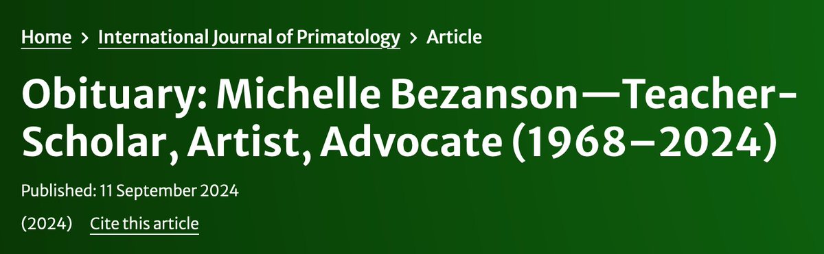 ethnoprimate's tweet image. And...this came out today. It was the hardest thing I've ever written. I hope I did you justice, dearest @bezanswer. You were an impactful teacher-scholar, a generous colleague, a devoted mentor, a talented artist, and a precious friend to so many.
link.springer.com/article/10.100…
