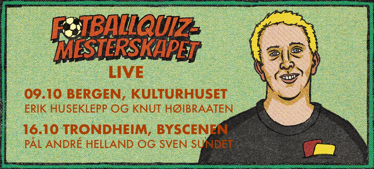 Magnus Devold (@magnusdevold) on Twitter photo Bare å komme seg på Fotballquizmesterskapet Live, Bergen og Trondheim! Billettlinker under her. <a href="/phelland8/">Pål-André Helland</a> <a href="/svensundet/">Sven Bisgaard Sundet</a> <a href="/fotballagenten/">Knut Høibraaten</a> <a href="/erikhuseklepp/">Erik Huseklepp</a> Bare å komme seg på Fotballquizmesterskapet Live, Bergen og Trondheim! Billettlinker under her. <a href="/phelland8/">Pål-André Helland</a> <a href="/svensundet/">Sven Bisgaard Sundet</a> <a href="/fotballagenten/">Knut Høibraaten</a> <a href="/erikhuseklepp/">Erik Huseklepp</a>