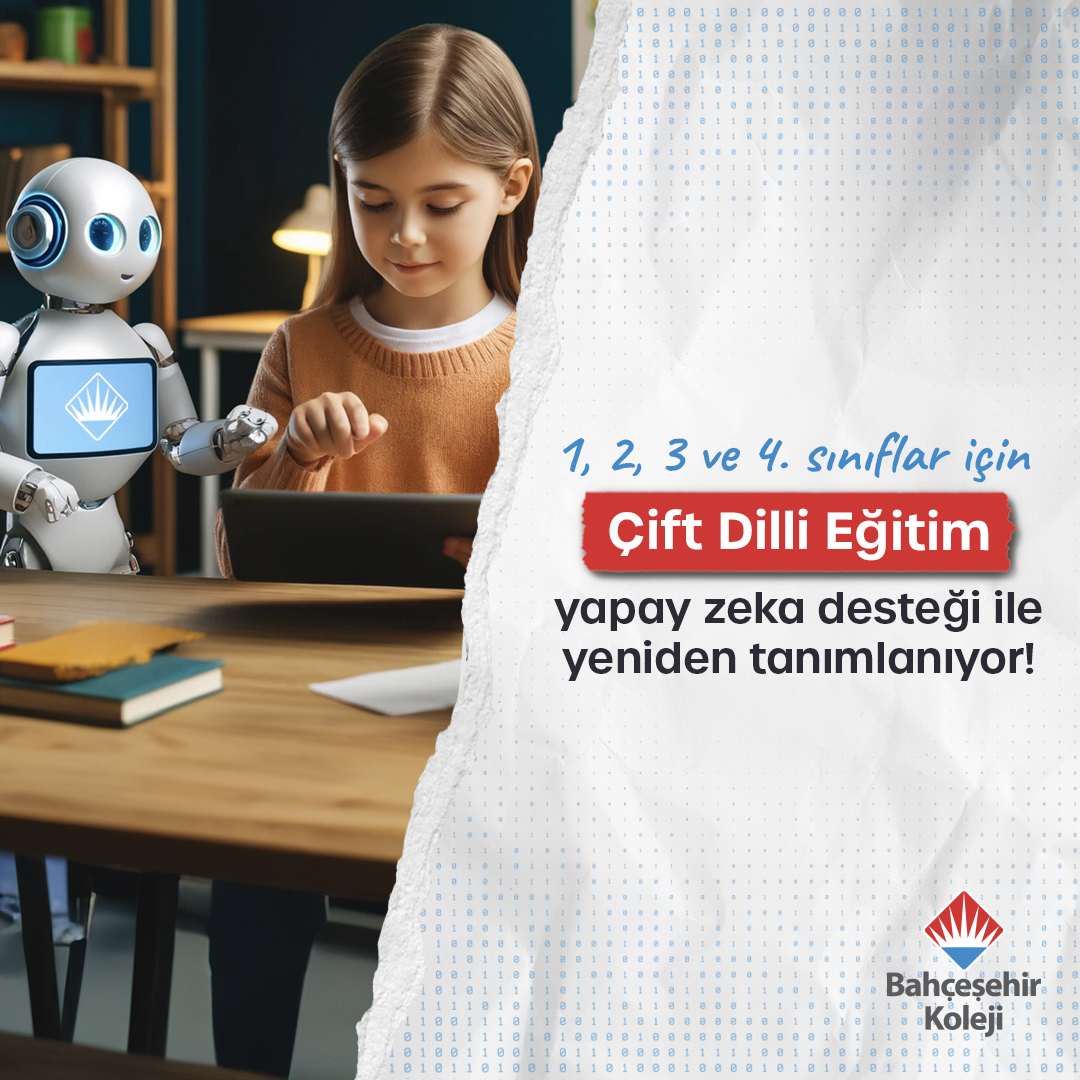 Bahçeşehir Koleji olarak yine bir ilke imza atıyoruz!
1, 2, 3 ve 4. sınıflar için yapay zeka ile güçlendirilmiş çift dilli eğitime başlıyoruz.

Geleceğin eğitimini bugün deneyimle! 🌟📚

#BahçeşehirKoleji