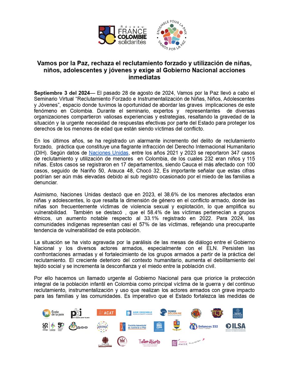 Vamos por la paz - Ensemble pour la paix Colombie tweet media