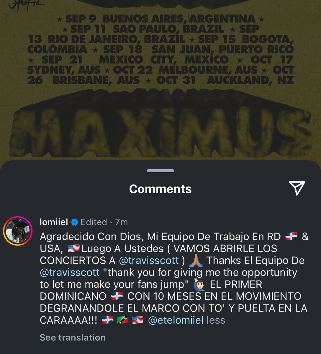 Turbo98FM's tweet image. ¡A que nadie vio esto venir! 

#Lomiell abriendo los shows de @trvisXX  🎤

El primer dominicano en el #MaximusTour 🇩🇴🔥 

#KlkConTurbo
#TravisScott