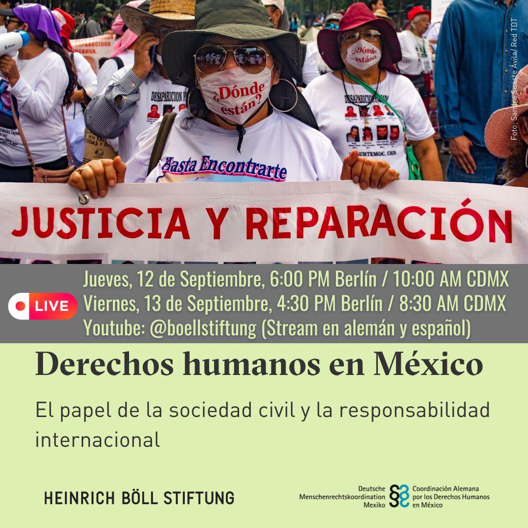 ¿No van a poder asistir personalmente a nuestra Conferencia de DDHH en Berlín esta semana? L@s invitamos a seguir los paneles de apertura y cierre en el livestream de <a href="/boell_latina/">Team Lateinamerika | Heinrich-Böll-Stiftung</a>: boell.de/de/livestream
