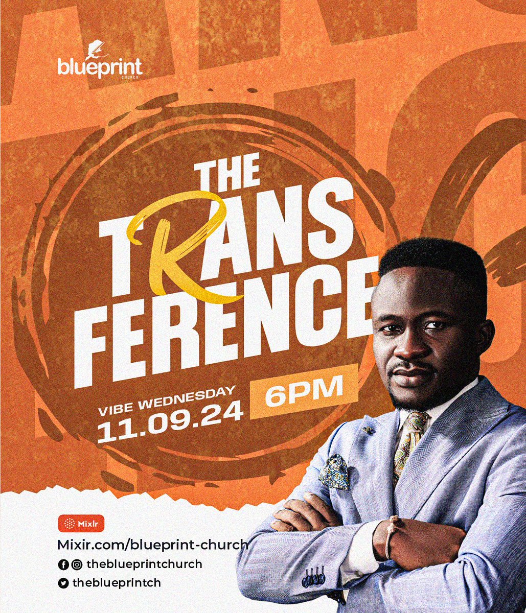 TheBlueprintCh's tweet image. Hello Friends 🎉

Join our Vibe Wednesday Service Experience tonight as we see Jesus revealed.
___
You’d be blessed out of your socks🎉
___
Join in at 6:00 PM LIVE on Mixlr!

See you there!
.
.
.
#TheTransference
#Runtown
#VibeWednesday
#BlueprintStories
#TheBlueprintChurch