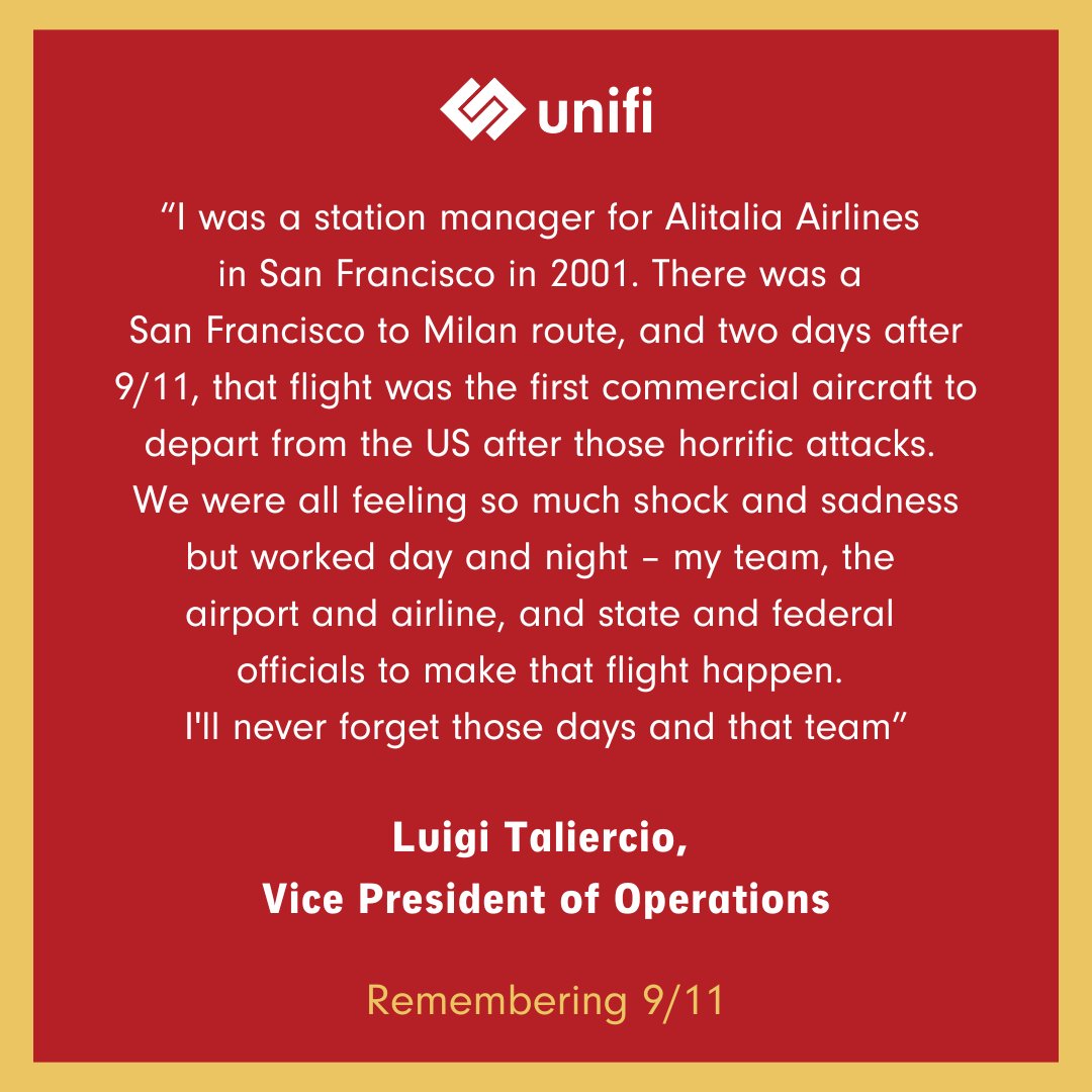 Our Vice President of Operations Luigi Taliercio reflecting on his memories of September 11. #NeverForget #Sept11