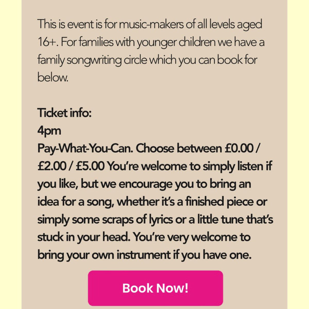 I’m hosting a songwriting workshop as part of Paperback Theatre’s Little but LIVE! Festival!

Join us for a session of sharing and supporting what we write!

Book below!

📅 : Sat 21st September 2024
🕰️ : 4pm
📍 : Moseley Park

paperbacktheatre.com