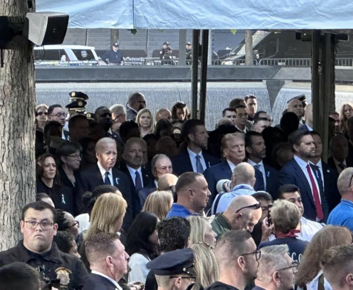 krassenstein's tweet photo. Harris, Biden, Trump and Vance, all together at Ground Zero to mark the 23rd year since 9/11.

Unity does exist when we get past arguments over the small things.