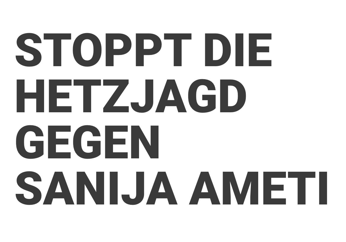 Wir appelliere an die Öffentlichkeit &amp; Gesellschaft, fair, respektvoll &amp; verhältnismässig mit Sanija Ameti umzugehen. Wir fordern eine verantwortungsvolle Berichterstattung. Hass &amp; Gewalt dürfen keinen Platz in unserer Gesellschaft haben.

Mitmachen ✍🏼 
das-geht-zu-weit.ch