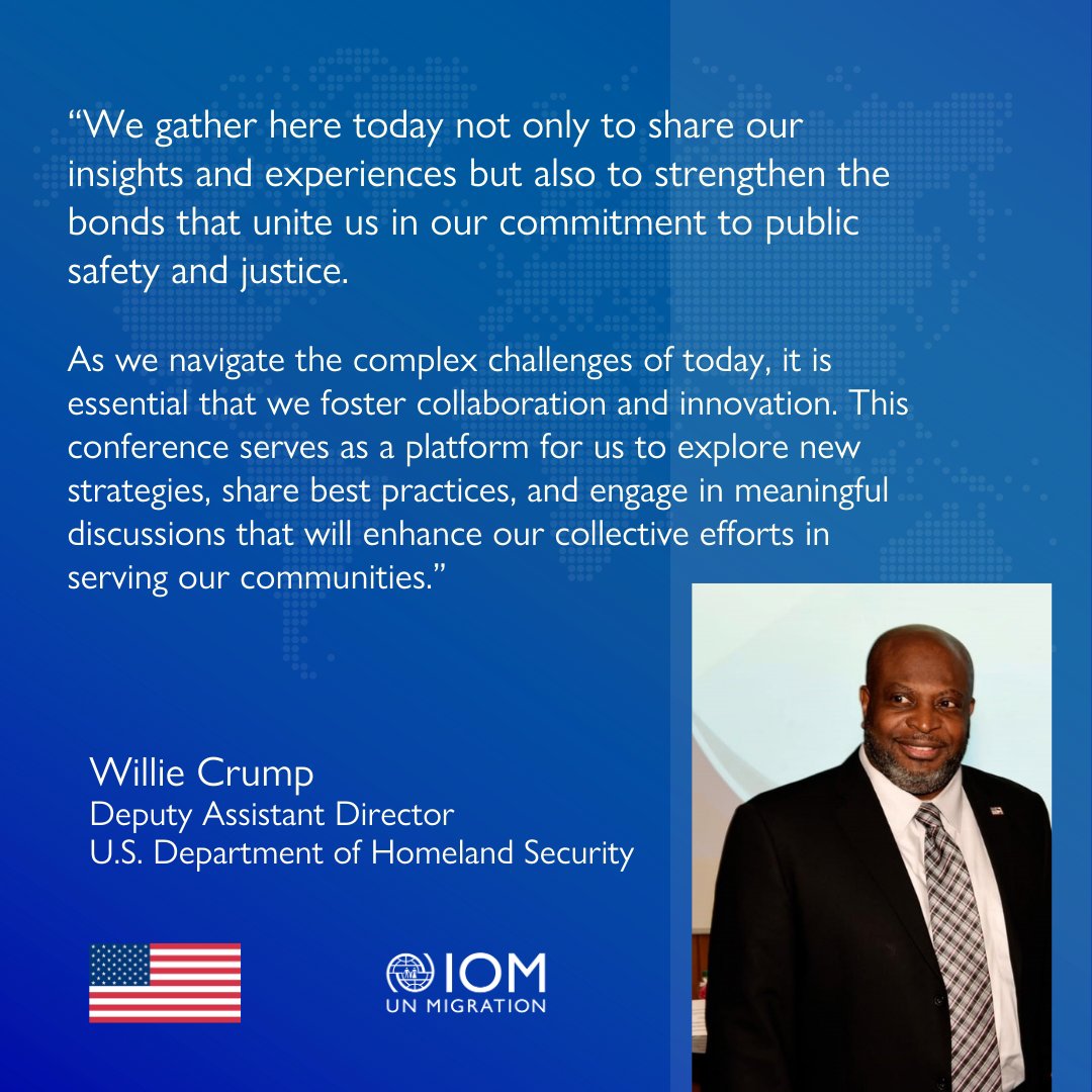 IOMCOpretoria's tweet photo. IOM #ARMP honoured to have the U.S. Department of Homeland Security Deputy Assistant Director, Willie Crump present at the First Forum of African Magistrates in Marrakech 🇲🇦 to discuss issues around #Migration  and #ChildProtection Initiatives. https://t.co/iyW0gRkbMp