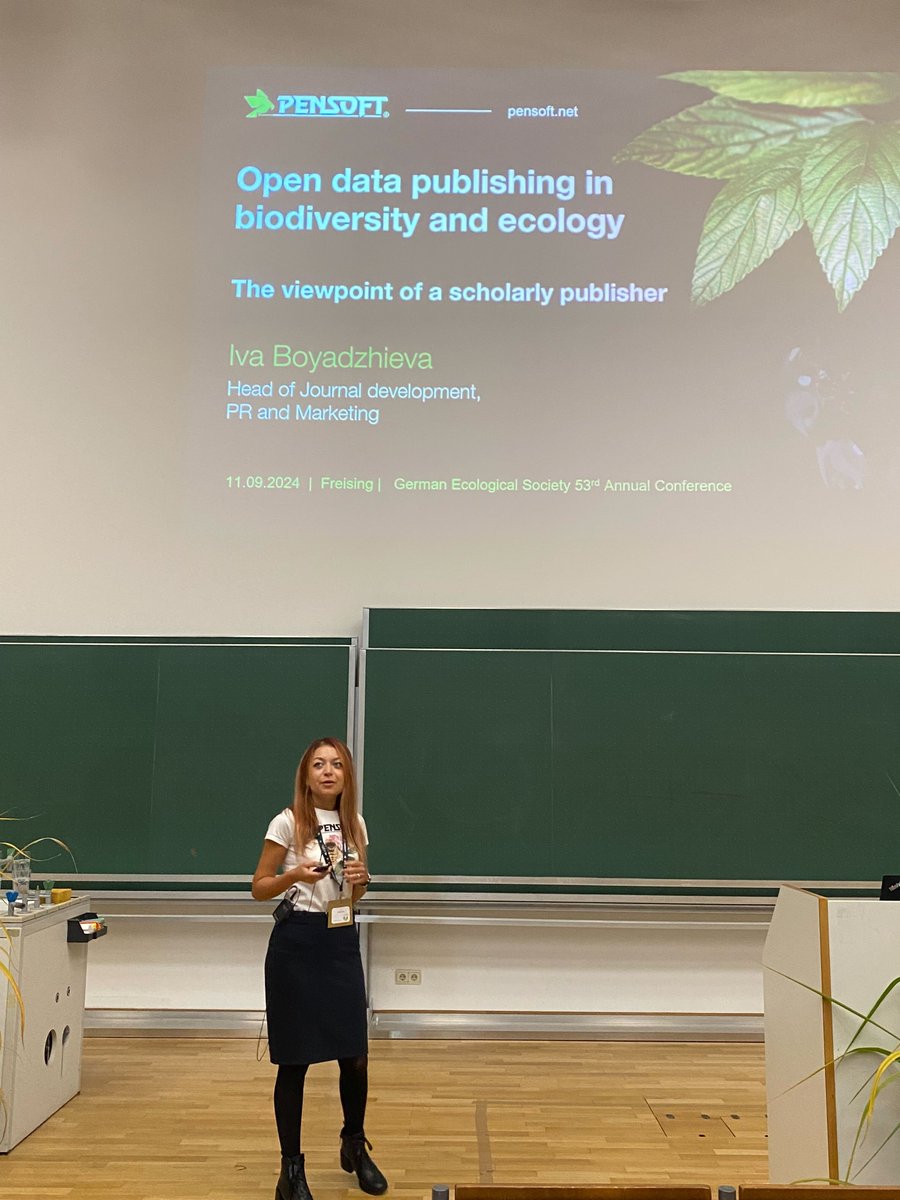 Pensoft's tweet image. 📷Today, #GfÖ2024 heard from @iva_boyadzhieva about the benefits of #OpenData published as part of a #research study &amp;amp; why this is a best practice in #biodiversity &amp;amp; #ecology.

She also demonstrated novel tech developed at #Pensoft to facilitate #FAIRdata usage &amp;amp; sharing.
👇🧵