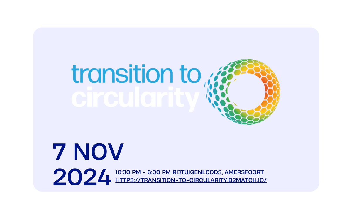 CircularPlastNL's tweet photo. Invitation | 7 november: Transition to Circularity - https://t.co/prwXIZcDiD Explore the program and register here: https://t.co/NYT4uktrtg https://t.co/RPJbx6j2M9