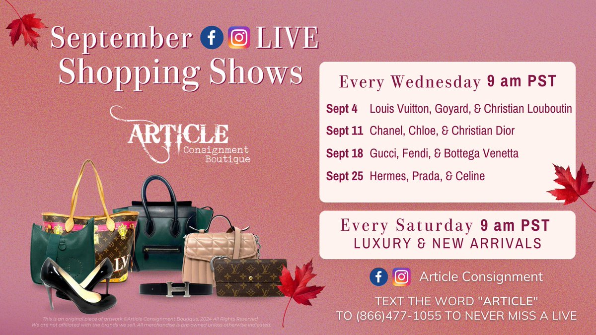 ArticleConsign's tweet photo. Luxury Lovers, Get Ready to Shop LIVE! 🛍️ - https://t.co/mgmBEo4d2g https://t.co/ZckZj80aR1