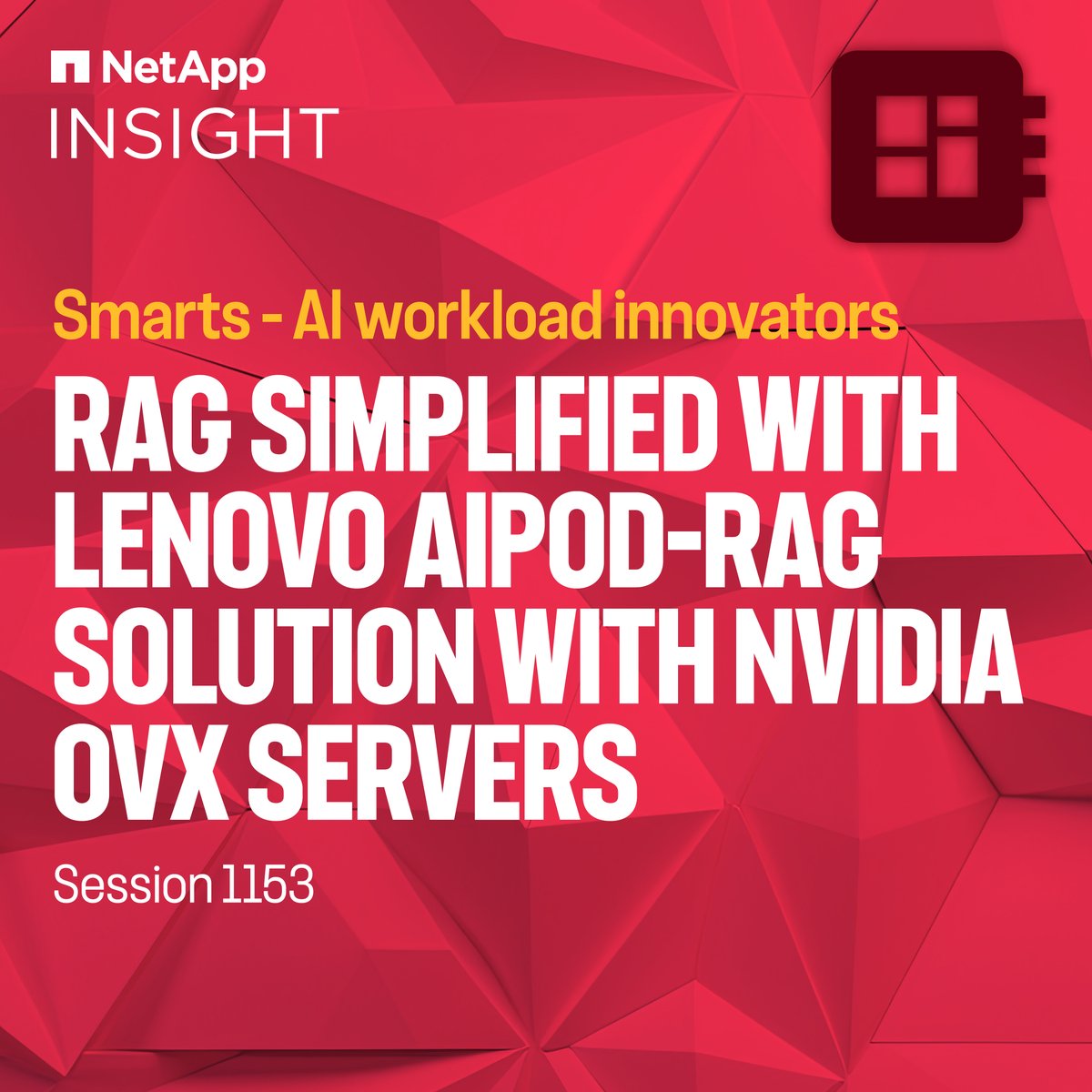 NetAppIL's tweet photo. Turbocharge productivity and unlock innovation at #NetAppINSIGHT with the power of RAG. Learn how to create simple deployments on LLM workloads with the new NetApp AIPod solution with @Lenovo, using @nvidia OVX servers.

Register to reserve your spot: https://t.co/CL4JttGkQc https://t.co/FHO8WWqbef