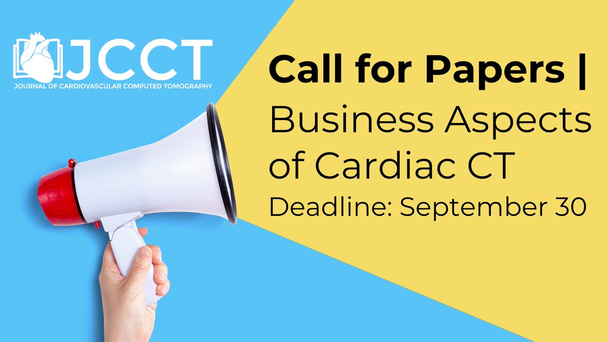 Heart_SCCT (@heart_scct) on Twitter photo CALL FOR PAPERS | 🚨 Calling all researchers & experts in cardiac CT! <a href="/journalCCT/">Journal of Cardiovascular CT</a> is seeking submissions for their special focus on Business Aspects of Cardiac CT. Deadline: Sept 30, 2024. Don't miss out on this unique opportunity! <a href="/Ahmad_M_Slim/">Ahmad M. Slim</a>
ow.ly/KPHc50T6Rj9 CALL FOR PAPERS | 🚨 Calling all researchers & experts in cardiac CT! <a href="/journalCCT/">Journal of Cardiovascular CT</a> is seeking submissions for their special focus on Business Aspects of Cardiac CT. Deadline: Sept 30, 2024. Don't miss out on this unique opportunity! <a href="/Ahmad_M_Slim/">Ahmad M. Slim</a>
ow.ly/KPHc50T6Rj9