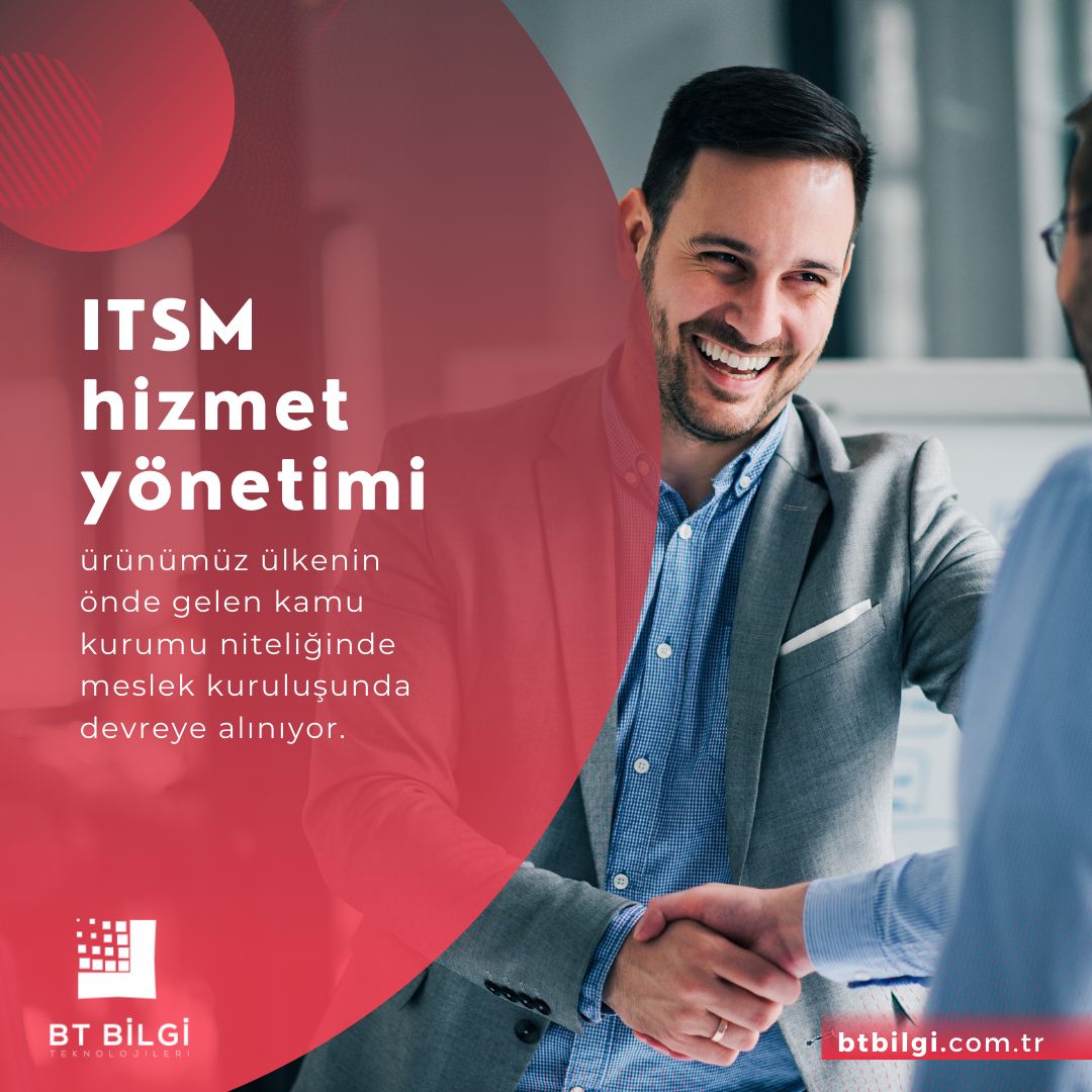 ITSM hizmet yönetimi ürünümüz, ülkenin önde gelen kamu kurumu niteliğinde meslek kuruluşunda devreye alınıyor... 
#BTBilgi 
#itsm
#itsmsevicemanagement