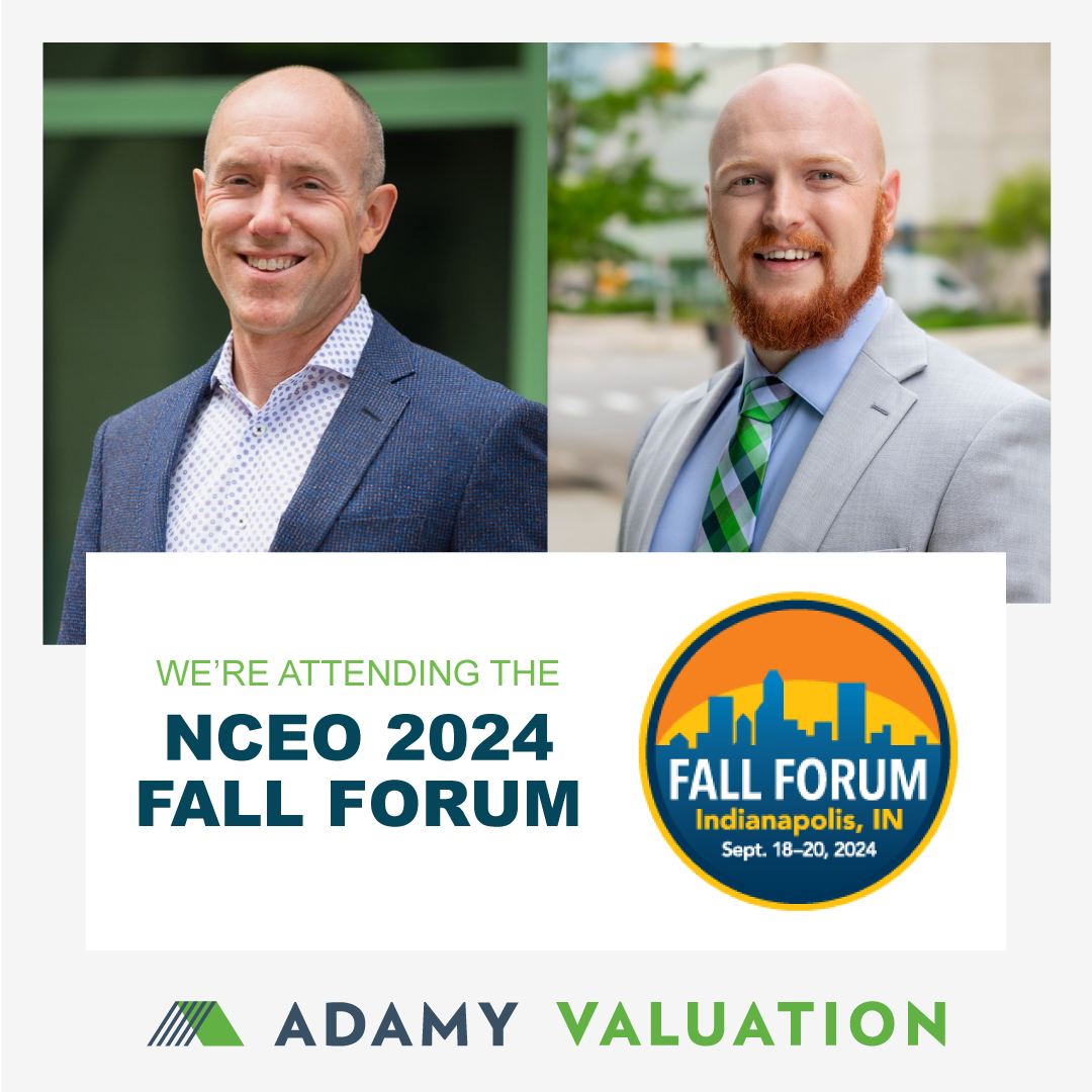 AdamyValuation's tweet photo. Nick and Jake are heading to Indianapolis for the NCEO 2024 Fall Forum, where they will learn about the future of employee-owned sponsorship plans (ESOPs).

Register today at: https://t.co/txja0ueUE3

#AdamyValuation #ValuationExperts #NCEOFallForum https://t.co/f5Qg1a8foh