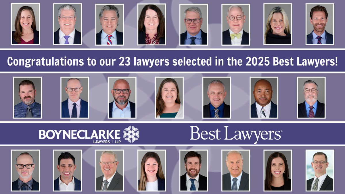 A final congratulations to all 23 of the lawyers at BOYNECLARKE who were recognized in the 2025 edition of Best Lawyers!

To learn more about the nomination process, or for more information on our recognized lawyers, follow the link here: ow.ly/SPV750Tl0c2