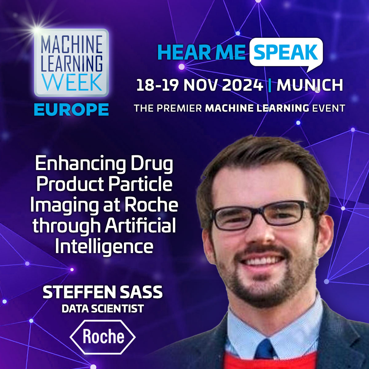 Steffen will showcase how Roche uses AI to classify visible particles in drug products, improve image data processing, and design a user-friendly application that aids data collection for continuous model improvement.

ow.ly/gYX950TkZrA

#mlweek #Healthcare #AIApplications