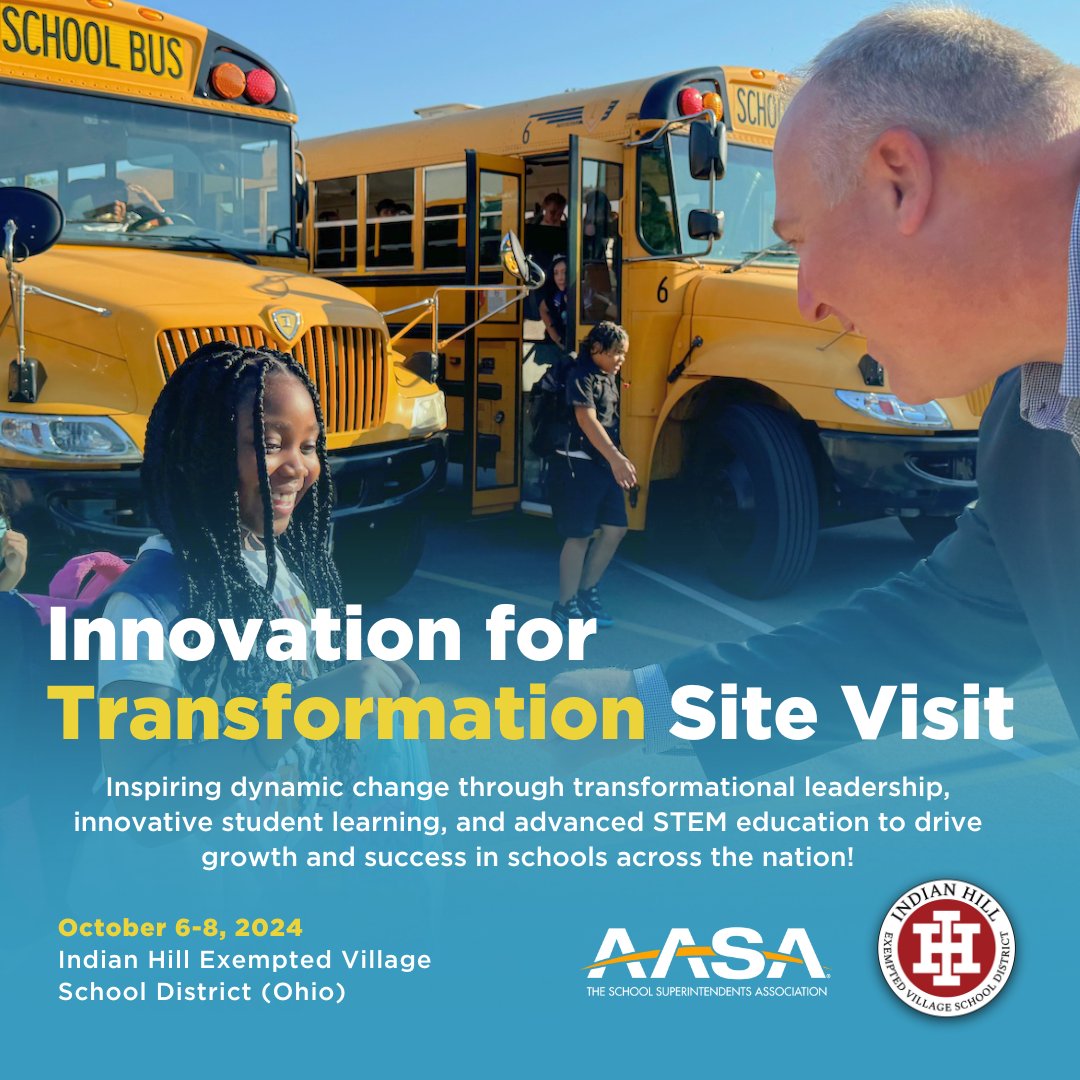 Cohort members get free registration for the in-person site visit on October 6-8, 2024, at <a href="/IHSchools/">Indian Hill Schools</a>. Explore strategic planning, partnerships, and student-centered STEM learning.  

Open to all—register now and inspire transformation in your district! <a href="/ihsuperbrave/">Kirk Koennecke</a> (3/3)