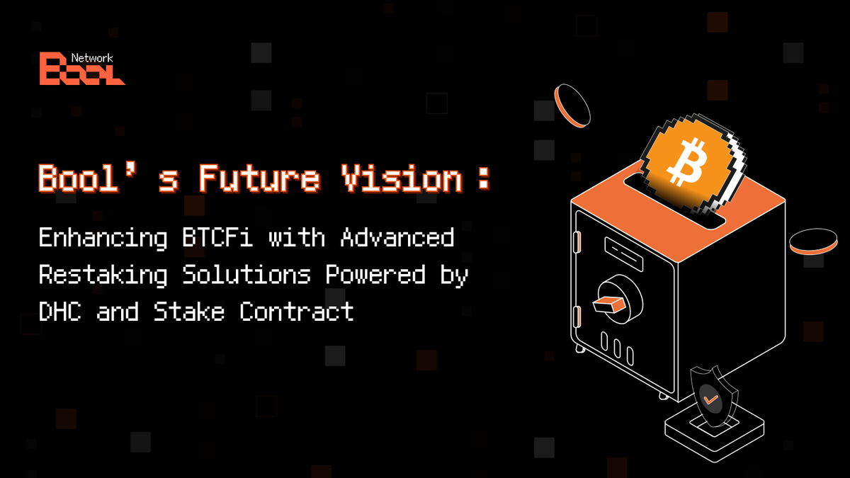 Bool’s Future Vision 2#

Enhancing BTCFi with Advanced Restaking Solutions 🔐

🖥️ Key Setup and Staking Features:

1️⃣ Secure Setup: DHC and User establish a 2-2 multi-signature on the Bitcoin mainnet with Timelock to unlock to the Treasury upon maturity.
2️⃣ Efficient Staking: