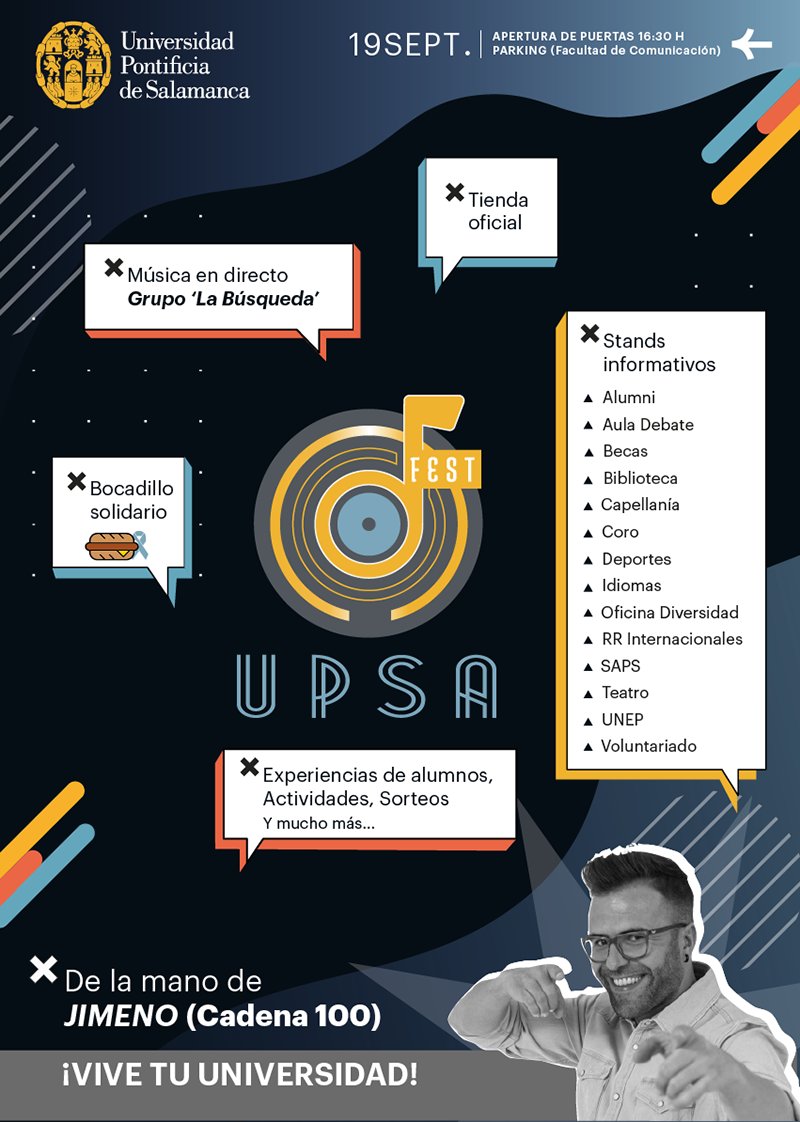 upsa's tweet photo. ¿Preparados para el #UPSAFest? 🥳
Ven a la primera jornada de bienvenida para estudiantes🙌🏻 ¡Conoce a tus compañeros, disfruta de #sorteos, #música en directo y descubre todo lo que la #UPSA te puede ofrecer!🎶
¡Te esperamos! https://t.co/toRMrlduIg