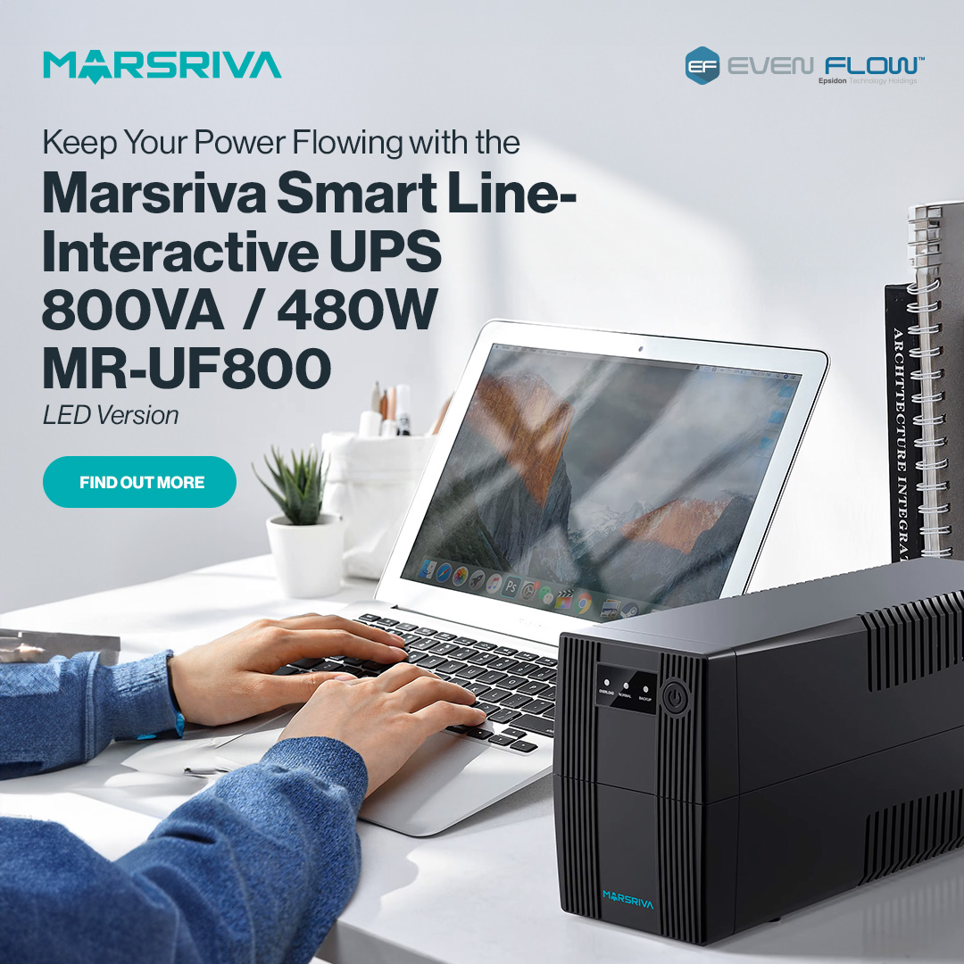 evenflw's tweet image. Keep Your Power Flowing with the Marsriva 800VA Smart-UPS!

Ensure uninterrupted power and protect your devices with the Marsriva 800VA Smart Line-Interactive UPS, LED Version.

The smart choice for reliable backup power!

Learn more: sales@evenflow.co.za

#UninterruptedPower