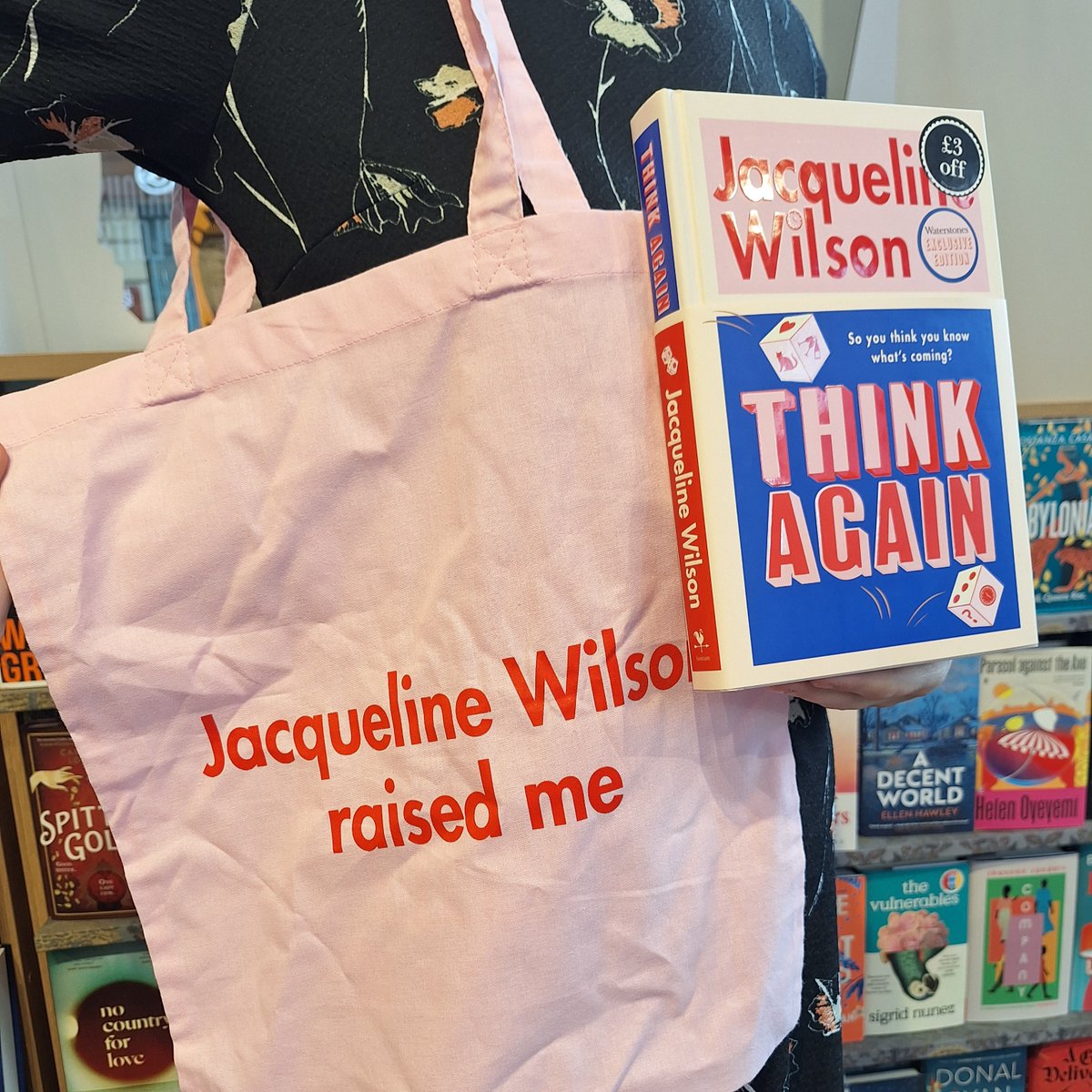 waterstonesncl's tweet image. Jacqueline Wilson's fantastic new novel for adults, "Think Again," has officially been released!

And, while stocks last, get a free Jacqueline Wilson tote with your purchase of the novel! What's not to love?

#waterstonesnewcastle #jacquelinewilson #thinkagain