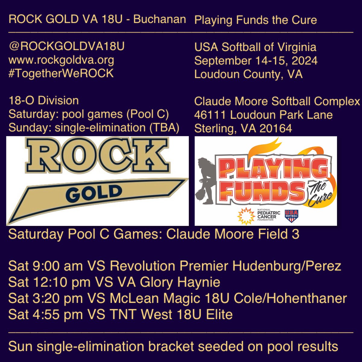 ROCK GOLD VA 18U - Buchanan (@rockgoldva18u) on Twitter photo Happy to kick off the fall 2024 softball season for a good cause ποΈ Playing Funds the Cure, for the National Pediatric Cancer Foundation. Catch ROCK GOLD VA 18U - Buchanan in Loudoun County, VA this weekend! #TogetherWeROCK π€πΈπ₯ <a href="/ROCKGOLDVA/">ROCK GOLD VA ORG</a> <a href="/usasoftballofva/">USA Softball of VA</a> Happy to kick off the fall 2024 softball season for a good cause ποΈ Playing Funds the Cure, for the National Pediatric Cancer Foundation. Catch ROCK GOLD VA 18U - Buchanan in Loudoun County, VA this weekend! #TogetherWeROCK π€πΈπ₯ <a href="/ROCKGOLDVA/">ROCK GOLD VA ORG</a> <a href="/usasoftballofva/">USA Softball of VA</a>