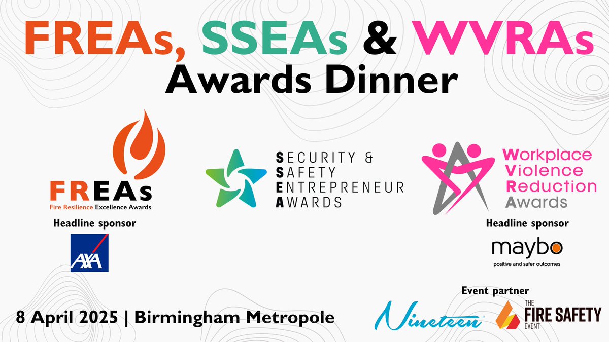 We are pleased to announce that the newly introduced FREAs, WVRAs, and SSEAs will be presented during a celebratory dinner at the Birmingham Metropole Hotel on 8 April 2025 alongside The Safety &amp; Security Series.  

Read the full announcement here: thesseas.com/new-awards-to-…