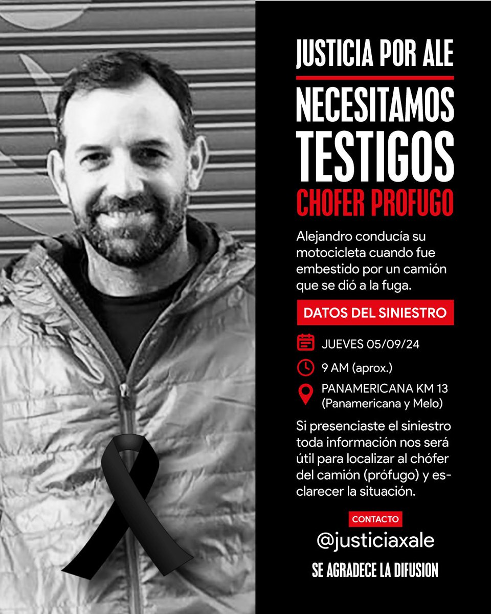 justiciaxale's tweet photo. Buenos dias a todos!
Necesitamos testigos por la muerte de Alejandro Garcia

🙏Nos ayuda un montón que nos compartas!🙏

Cualquier información que puedas compartir nos ayuda! 

Muchisimas gracias!!!

https://t.co/jH7pbHbdks
#justiciaxale https://t.co/6jnCNTQz75