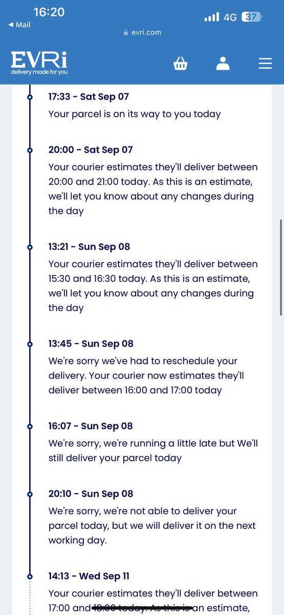 <a href="/OfficialPLT/">PrettyLittleThing</a>  can you STOP using evri! 
This is a parcel I ordered Friday using my royalty delivery for NEXT day! Almost ONE week later still hasn’t been delivered!!!! 
NOT GOOD ENOUGH!!
