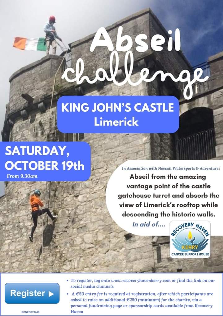 Recovery Haven Kerry (@recoveryhaven) on Twitter photo ππππππ πππππππππ ππππ
This year's fundraising ABSEIL CHALLENGE - the iconic ππ’π§π ππ¨π‘π§'π¬ πππ¬ππ₯π in Limerick on Saturday, October 19th
Details & registration link below. Please join us for a fantastic day out...
register.enthuse.com/ps/event/Abseiβ¦? ππππππ πππππππππ ππππ
This year's fundraising ABSEIL CHALLENGE - the iconic ππ’π§π ππ¨π‘π§'π¬ πππ¬ππ₯π in Limerick on Saturday, October 19th
Details & registration link below. Please join us for a fantastic day out...
register.enthuse.com/ps/event/Absei�