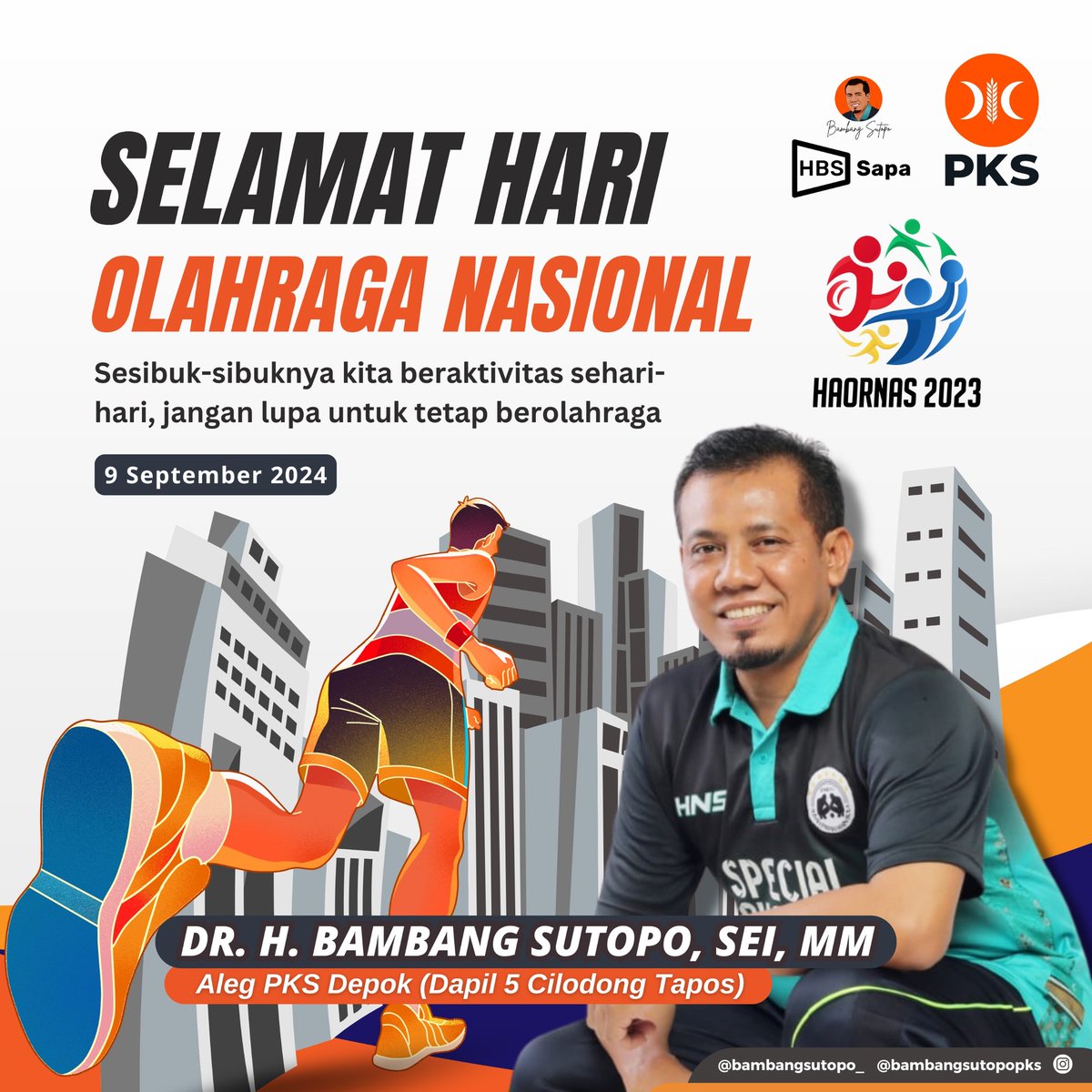 Bambangsutop0's tweet photo. Yuk terus jaga kesehatan diri, keluarga dan masyarakat.
Selamat HAORNAS 9 September 2024
#haornas2024 #depok #olahraga #gerakbadan #sehatbugar https://t.co/cQMy6sA6wp