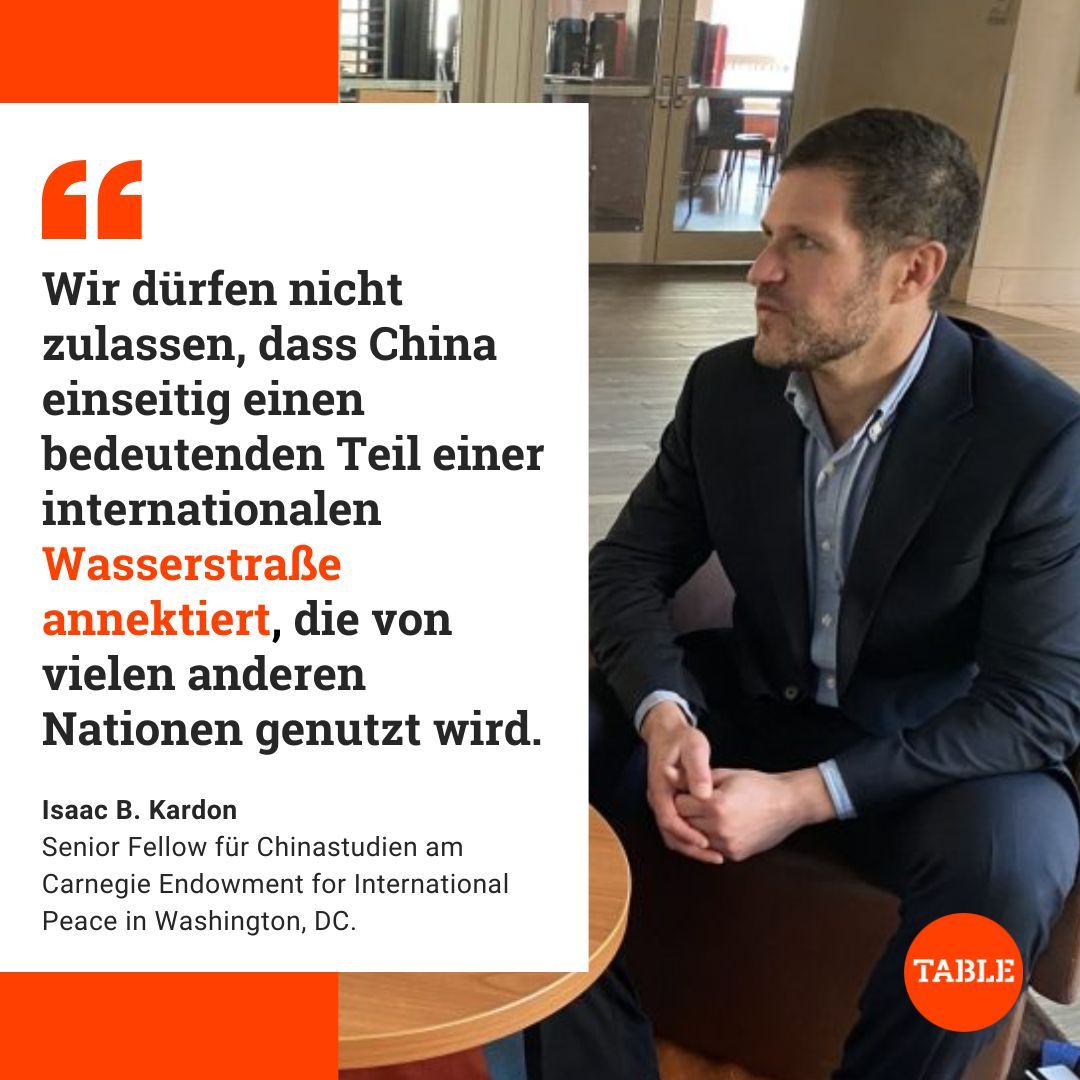 Table.Briefings (@tablebriefings) on Twitter photo Der China-Experte <a href="/IBKardon/">Isaac B. Kardon</a> erklärt im Gespräch mit <a href="/MichaelRadunski/">Michael Radunski</a>, warum es so wichtig ist, dass auch deutsche Militärschiffe durch die Taiwanstraße fahren – und warum Berlin dafür auch chinesische Vergeltungsmaßnahmen in Kauf nehmen müsse.
👉 buff.ly/3TrZTif Der China-Experte <a href="/IBKardon/">Isaac B. Kardon</a> erklärt im Gespräch mit <a href="/MichaelRadunski/">Michael Radunski</a>, warum es so wichtig ist, dass auch deutsche Militärschiffe durch die Taiwanstraße fahren – und warum Berlin dafür auch chinesische Vergeltungsmaßnahmen in Kauf nehmen müsse.
👉 buff.ly/3TrZTif