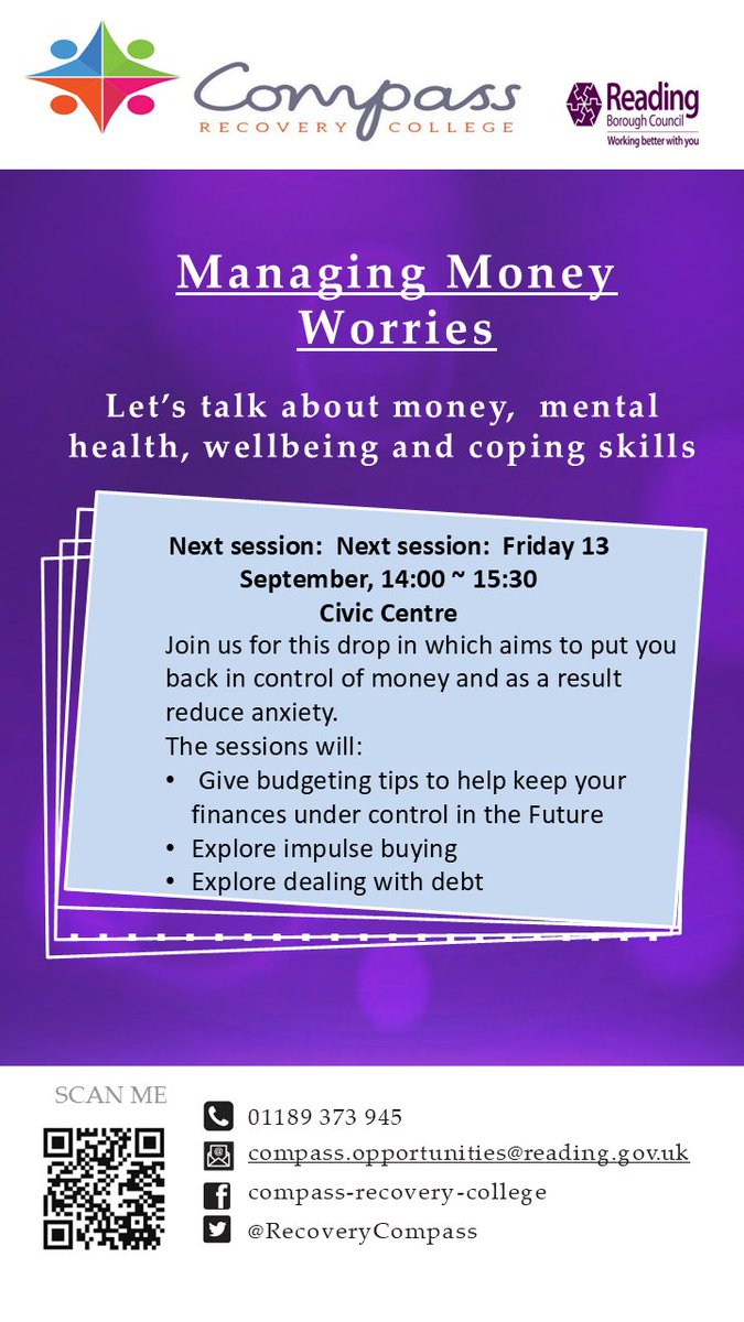 RecoveryCompass's tweet image. Is managing your finances causing you stress? Come along to our 'Managing money worries' drop-in session on Friday 13th September, running from 14:00 to 15:30.  Informal support and financial advise on budgeting will be provided.  💸 😁